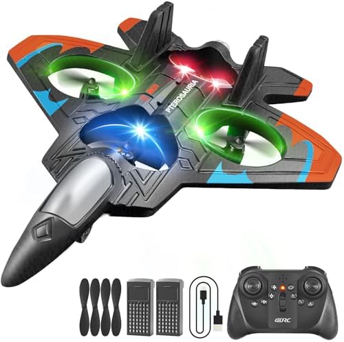 4DRC V32 Foam Remote Control Airplanes RC Planes for Kids Adults 8-16, RC Airplane Helicopter Drone Fighter Jet with Light, 360° Flip, Stunt Roll, Airplane Toy Gifts for Kids Boys Adults Beginners