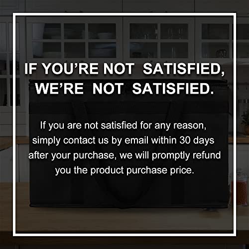 Bodaon 2-Pack Insulated Food Delivery Bag, XX-Large Reusable Grocery Shopping Bag, Frozen Food Cold, Cooler Bags with Zippered Top, Black