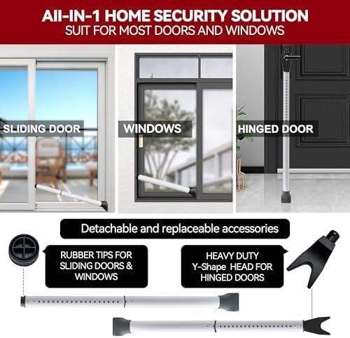 AceMining Upgraded Door Security Bar & Sliding Patio Bar, Heavy Duty Stoppers Adjustable Jammer for Home, Apartment, Travel (1 Pack,White)