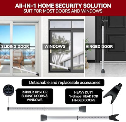AceMining Upgraded Door Security Bar & Sliding Patio Bar, Heavy Duty Stoppers Adjustable Jammer for Home, Apartment, Travel (1 Pack,White)