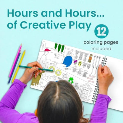 CUPKIN Sticker Book for Kids 2-4, 500+ Kids Stickers, Farmer's Market 12 Coloring Pages 12 Side by Side Scenes, Fun Toddler Travel Activity Coloring and Sticker Books for Children Ages 4-8 + 8-10