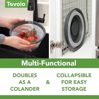 Tovolo Microwave Splatter Cover for Food, 3-Pack (Charcoal) - Collapsible & Vented Silicone Splatter Guard Lid - Microwave Plate & Dish Cover with Handle - BPA-Free Kitchen Gadget for Meal Prep