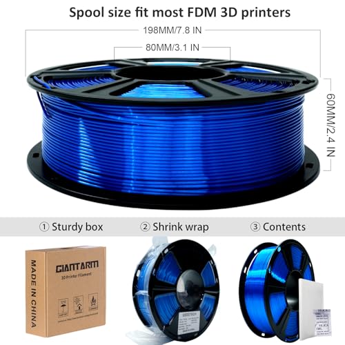 GIANTARM 3D Printer Filament, Silk Royal Blue Pla Filament, 1Kg(2.2lbs) Spool, 1.75mm Dimension Accuracy +/- 0.03mm, 3D Printing Filament