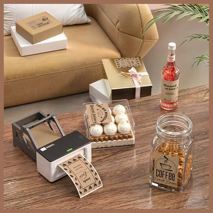 MUNBYN Brown 4"x6" Direct Thermal Shipping Labels, Commercial Grade Permanent Adhesive Fanfold Mailing Postage Label Paper for Thermal Printers and Packages, 220 Sheets per Stack