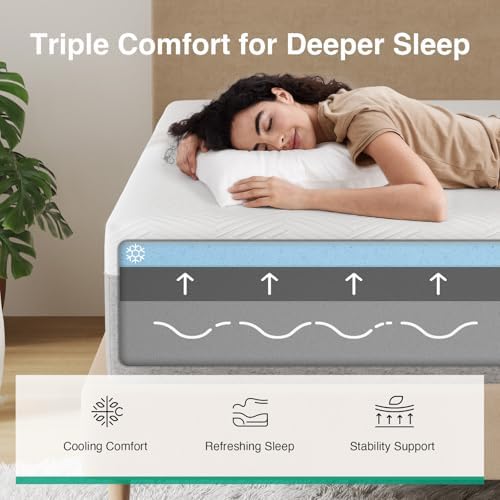 Novilla Queen Size Mattress, 12 Inch Gel Memory Foam Mattress for Cool Night & Pressure Relief, Medium Plush Feel with Motion Isolating, Bliss