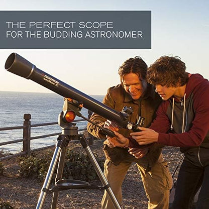 Celestron – AstroMaster 70AZ Telescope – Refractor Telescope – Fully-Coated Glass Optics – Adjustable-Height Tripod – Bonus Astronomy Software Package