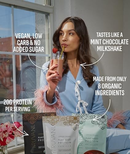 Truvani Vegan Pea Protein Powder | Mint Chocolate | 20g Organic Plant Based Protein | 20 Servings | Keto | Gluten & Dairy Free | Low Carb | No Added Sugar