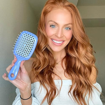 FHI Heat UNbrush Detangling Brush for Pain-Free Brushing on All Wet or Dry Hair Types — Durable DuoFlex Anti-Static Bristles, Lightweight Handle, Vented Hair Brush