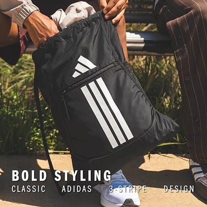 adidas Alliance Sackpack, Drawstring Backpack, Lightweight Small Gym Bag for Women and Men, Black, One Size