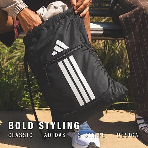 adidas Alliance Sackpack, Drawstring Backpack, Lightweight Small Gym Bag for Women and Men, Silver Green/White/Onix Grey, One Size