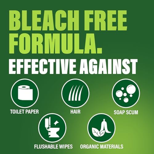 Green Gobbler Liquid Hair Drain Clog Remover & Cleaner, For Toilets, Sinks, Tubs - Septic Safe, 2 Pack