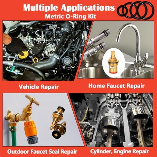 419 PCS Universal Metric O-Ring Kit，32 Sizes Buna-N 70A Rubber O Ring Assortment Set for Various Car Auto Faucet Plumbing Pressure Washer Air or Gas Sealing Repair Resist Oil and Heat