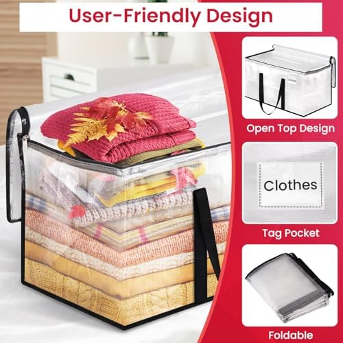 Clear Heavy Duty Extra Large Moving Bags, Reinforced Handle and Double Zipper Storage Bags, Packing Bags Alternative (8 Packs)