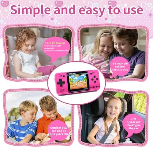 Handheld Game for Kids -Preloaded 220 Retro Video Games, Portable Gaming Player with Rechargeable Battery 3.0" LCD Screen, Mini Arcade Electronic Toy Gifts for Boys Girls (Red)