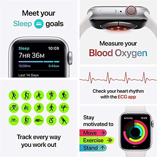 Apple Watch Series 6 (GPS + Cellular, 44mm) - Space Gray Aluminum Case with Black Sport Band (Renewed)
