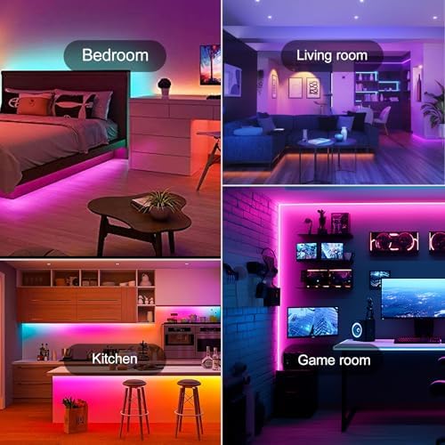 Led Lights for Bedroom 200 FT (2 Rolls 100 FT), with Remote and Application Control RGB Color Changing LED Strip Lights, Music Synchronization, Used for Room, Family, Party Decoration