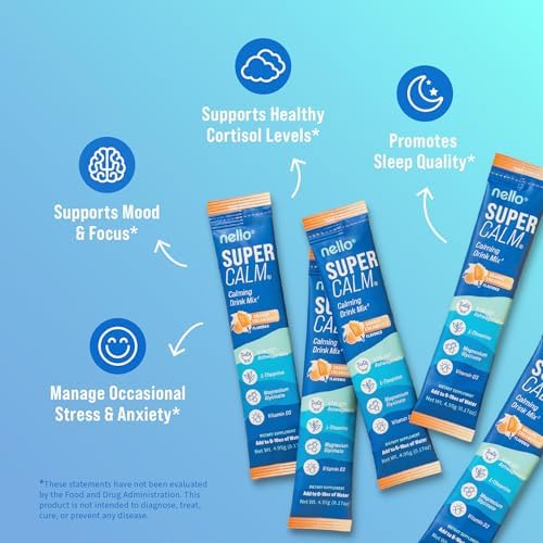 Supercalm Drink Mix - Ashwagandha KSM 66, Magnesium Glycinate & L-Theanine Supplement - Ashwagandha Root Extract - Focus and Relaxation Support (20 Travel Packets) - Orange Creamsicle