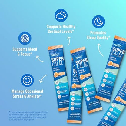 Supercalm Drink Mix - Ashwagandha KSM 66, Magnesium Glycinate & L-Theanine Supplement - Ashwagandha Root Extract - Focus and Relaxation Support (20 Travel Packets) - Orange Creamsicle