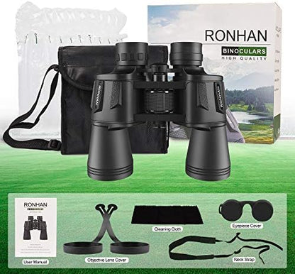Binoculars for Adults High Powered, Military Compact HD Professional/Daily Waterproof 20x50 Binoculars for Bird Watching Travel Hunting Football Games Stargazing with Carrying Case & Strap