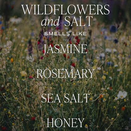 Sweet Water Decor Wildflowers and Salt Soy Candle - Lemon, Rosemary, Leafy Green and Jasmine Spring Candles for Home - 9oz Clear Jar + Gold Lid, 40+ Hour Burn Time, Made in The USA