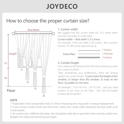 Joydeco 100% Blackout Curtains for Bedroom - Natural Linen Curtains 84 Inch Long, Thermal Insulated 2 Panels Linen Light Blocking Drapes, Rod Pocket & Back Tabs, Darkening Privacy for Living Room