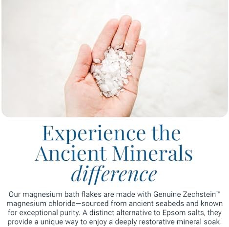 Ancient Minerals Magnesium Bath Flakes – Pure Zechstein Magnesium Chloride for Soaking and Whole-Body Replenishment, 8 lb Bag