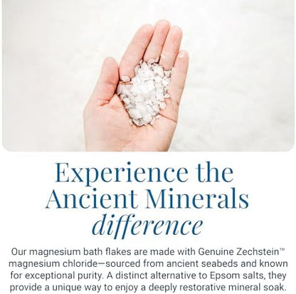 Ancient Minerals Magnesium Bath Flakes – Pure Zechstein Magnesium Chloride for Soaking and Whole-Body Replenishment, 8 lb Bag