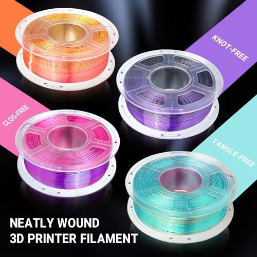 SUNLU Silk Dual Color Pla Filament, Silk PLA 3D Printer Filament 1.75mm, Shiny Silk Texture, Dimensional Accuracy +/- 0.02mm, 1KG Spool (2.2 lbs), PLA Silk Dual Color (Red Blue)