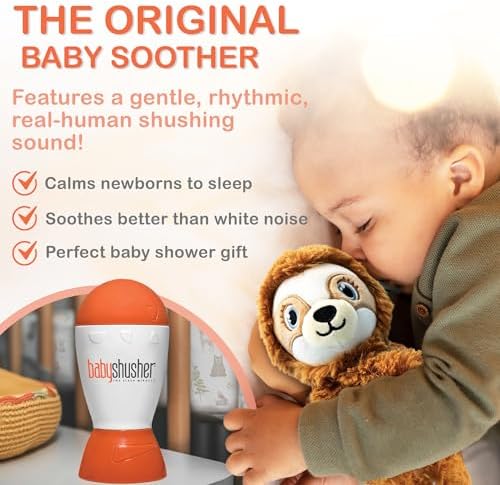 Baby Shusher Portable Sound Machine - Mom-Like 'Shh!' Sound for Baby, Sleeping Soother, Newborn Essentials for Crib, Battery Operated Hush, Travel Friendly, Shower & Registry Gift - 1 Count