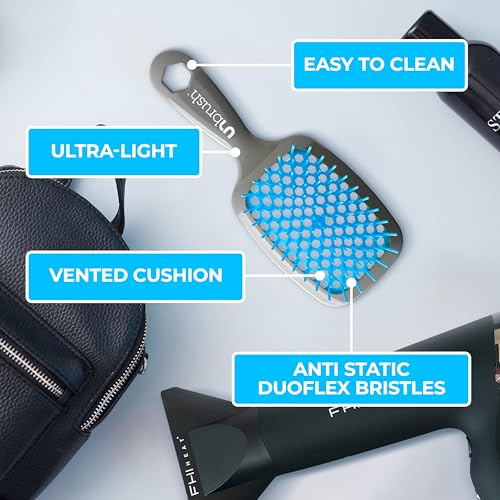 FHI Heat UNbrush Detangling Brush for Pain-Free Brushing on All Wet or Dry Hair Types — Durable DuoFlex Anti-Static Bristles, Lightweight Handle, Vented Hair Brush