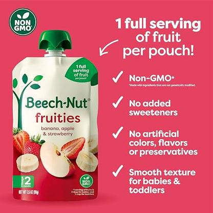 Beech-Nut Baby Food Pouches Variety Pack, Berry Blends Fruit Purees, 3.5 oz (18 Pack)