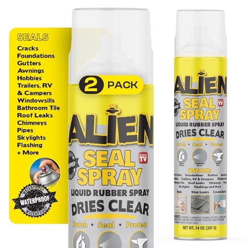 Sealant Spray 2Pk, Waterproof and Air Tight Liquid Rubber Spray Seals, Prevents and Patches Leaks, Protects Surfaces, Works on Most Materials, Long Lasting, Dries Clear - 2 Cans (28 Oz)