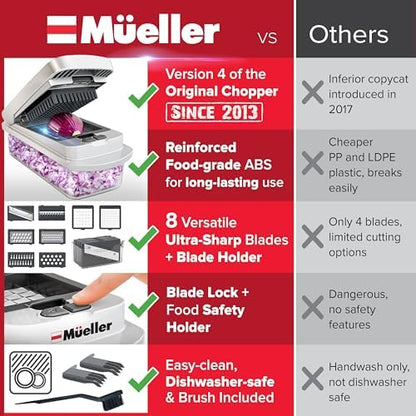 Mueller Pro-Series 10-in-1, 8 Blade Vegetable Chopper, Mandoline Slicer, Food Chopper with Container, Fruit Slicer, Kitchen Gadgets & Accessories, Home Essentials
