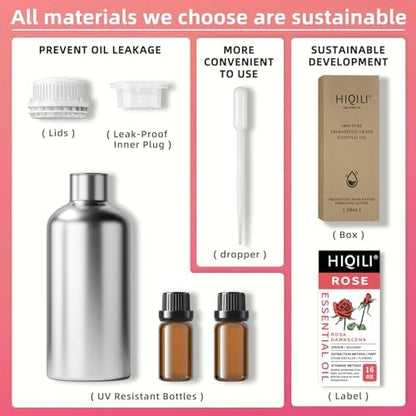 HIQILI Rose Essential Oil for Diffuser, Soap, Perfume & Candle Making - 16 Fl Oz