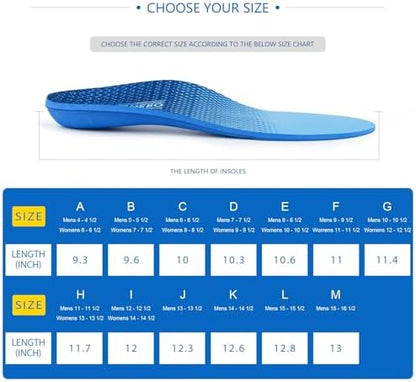Plantar Fasciitis Feet Insoles Arch Supports Orthotics Inserts Relieve Flat Feet, High Arch (Mens 15-15 1/2)
