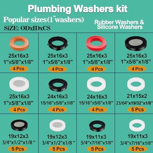 32 Size 705 Pcs Plumbing Washers and O-Ring Kit 2-in-1 Rubber Gasket Assortment Kit for Faucet Spigot Garden Hose Pressure Washer Plumbing Repair