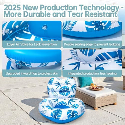 [2025 New Model] Pool Floats - Inflatable Pool Floats with Cup Holders,Unibody Pool Lounger Float with Handle，Ideal Pool Toys for Pools,Beach,Lakes, Rivers,Water Party 2025 Beach Vacation Essentials