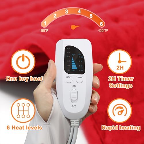 Heating Pad,Electric Heating Pads for Back,Hot Heated Pad for Abdomen,Shoulder,Knee,Multiple Temp and Auto Shut Off