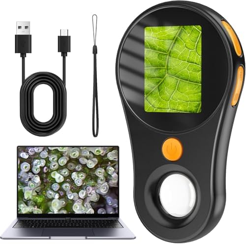 Microscope for Adult-2.0 Inch IPS Screen 100X Pocket Microscope, 3-Level Adjustable LED Lights Portable Handheld Mini Microscope,USB Connection to PC
