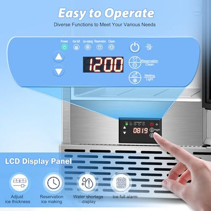 Under Counter Ice Maker, Ice Maker Machine Commercial, 120Lbs/24H with 35lbs Storage Bin, 40Pcs Cubes in 10Mins, Built in Ice Machine for Home Office Commercial