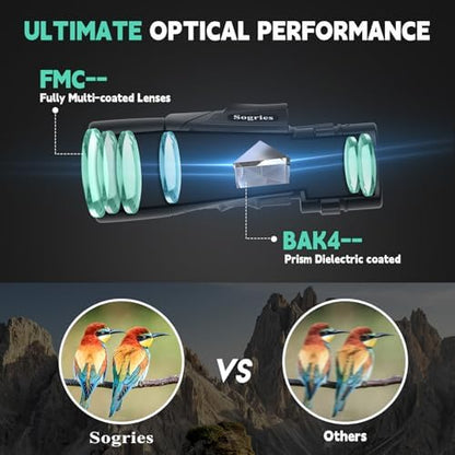 6-16x40 HD Zoom Binoculars for Adults, High Powered, Large View, BAK4 Prism, Waterproof, Clear Low Light Vision for Bird Watching,Hiking, Travel