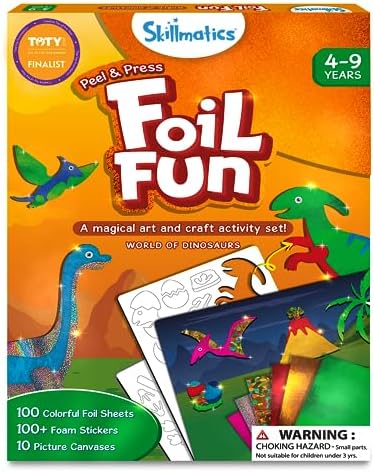 Skillmatics Foil Fun - Dinosaurs, No Mess Art for Kids, Craft Kits & Supplies, DIY Creative Activity, Travel Toys, Gifts for Boys & Girls Ages 4, 5, 6, 7, 8, 9