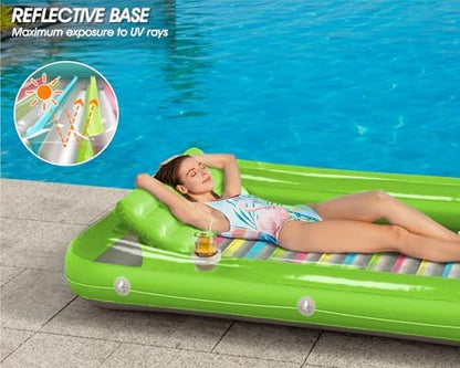 Inflatable Tanning Pool Lounger Float - Jasonwell 4 in 1 Sun Tan Tub Sunbathing Pool Lounge Raft Floatie Toys Water Filled Tanning Bed Mat Pad for Adult Blow Up Kiddie Pool Kids Ball Pit Pool