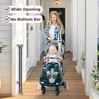 Retractable Baby Gate for Stairs, 55" Wide Mesh Dog Gate Indoor, 34'' Tall Child Gate for Doorways, Hallways, Deck, Indoor Outdoor Pet Baby Safety Essentials for Home, Grey