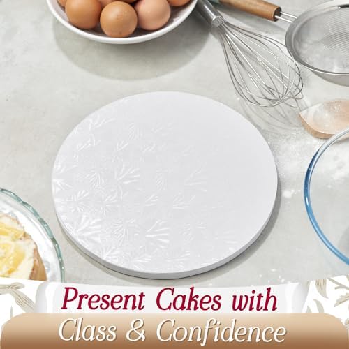 Cakebon Cake Boards - Sturdy 1/2 Thick Drums - 14 Inch Professional Smooth Straight Edges White 3-Pack