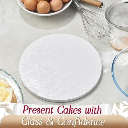 Cakebon Cake Boards - Sturdy 1/2 Thick Drums - 14 Inch Professional Smooth Straight Edges White 3-Pack