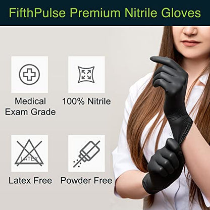 Disposable Black Nitrile Gloves Medium 200 Count - Extra Thick 4.5 Mil - Powder and Latex Free Rubber Gloves - Surgical Medical Exam Gloves - Food Safe Cooking Gloves