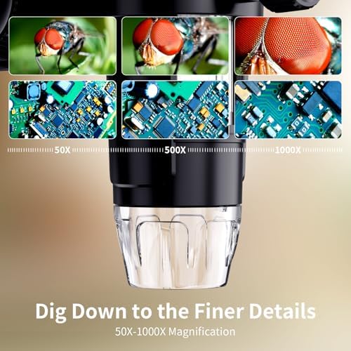 Coin Microscope, LCD Digital1000x, 1080P Coin Magnifier,Microscope for Adult with 8 Adjustable LED Lights, PC View, Compatible with MacOS Windows