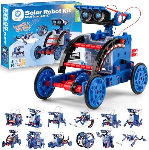 Sillbird Solar Robot Building Kit STEM Gift for Boys Aged 8-12, 12-in-1 DIY Science Educational Robotic Toys for Kids Teens Birthday, Powered by The Sun with 190 Pieces