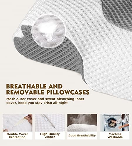 Osteo Cervical Pillow for Neck Pain Relief, Hollow Design Odorless Memory Foam Pillows with Cooling Case, Adjustable Orthopedic Bed Pillow for Sleeping, Support for Side Back Sleepers
